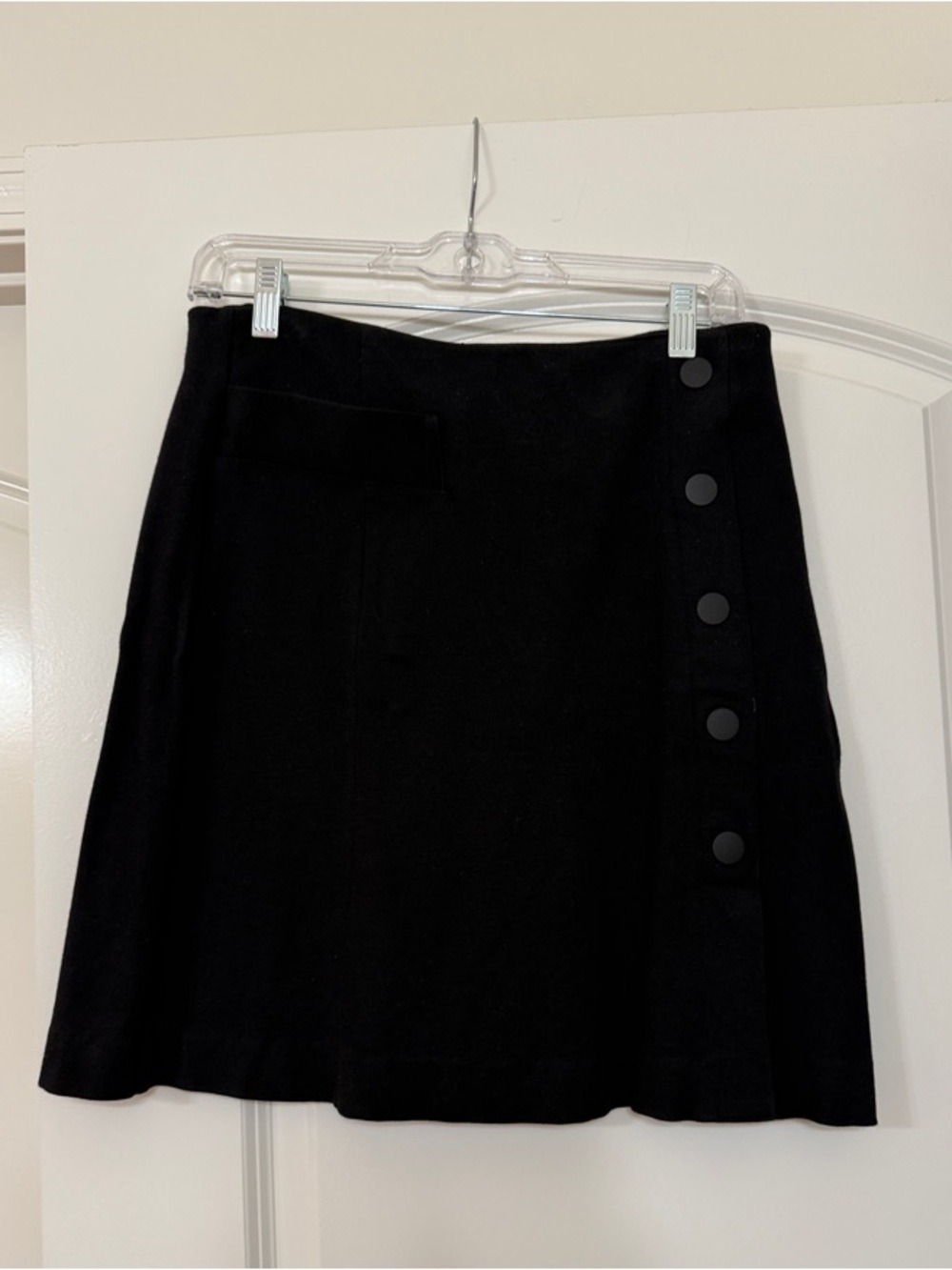 CAbi Black A-Line Skirt with Matte Side Buttons